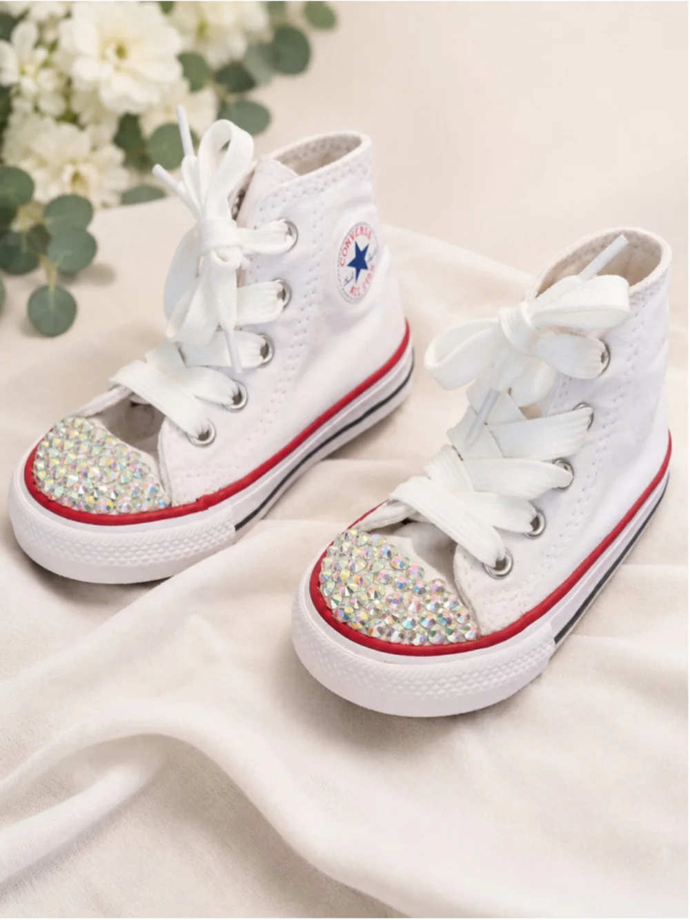 Kids Custom Bedazzled Converse Chuck Taylor All Star High-Top Sneakers – Size 5